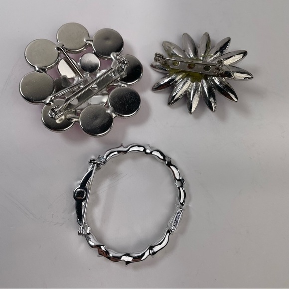 Pink Purple Silver Brooches set of 3 in  Bundle - Picture 10 of 11